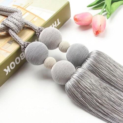 Curtain Tassel Solid Curtain Accessories Gray Straps for Curtain Tieback Holder Bandages Blue Brushes Hanging Ball PC121 #30