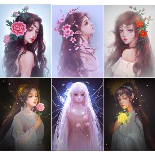 QIZITENG Diy 5D Diamond Painting Cartoon Girl Portrait Picture Square/Round Diamond Mosaic Cross Stitch Home Decoration Gift