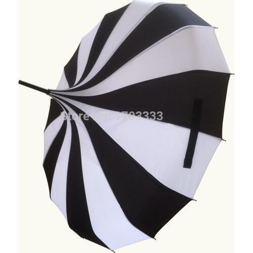 10pcs Creative Design Black And White Striped Golf Umbrella Long-handled Straight Pagoda Umbrella DHL Fedex Free Shipping