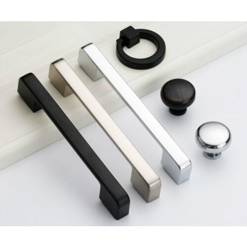 Zinc Aolly Black Kitchen Cabinet Door Handles American style Wardrobe Cupboard Door Pulls Drawer Knobs Furniture Handle