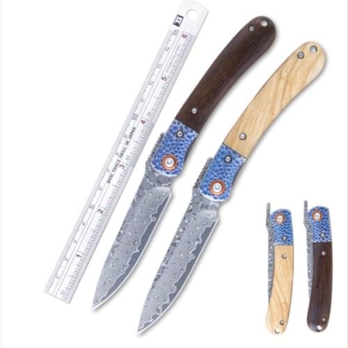 KESIWO GT3775 Damascus Blade Folding Pocket Survival Camping Outdoor Hunting Fruit VG10 Wood Gift Rescue Kitchen EDC Knife