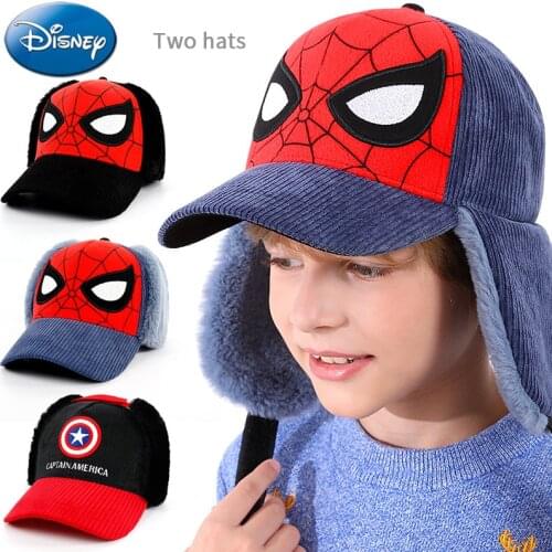 Disney Bucket Hat Men Children Hat for Boys Spider Man Baseball Cap Hats for Men Winter Panama Fedora Hat Lei Feng Hat Keep Warm