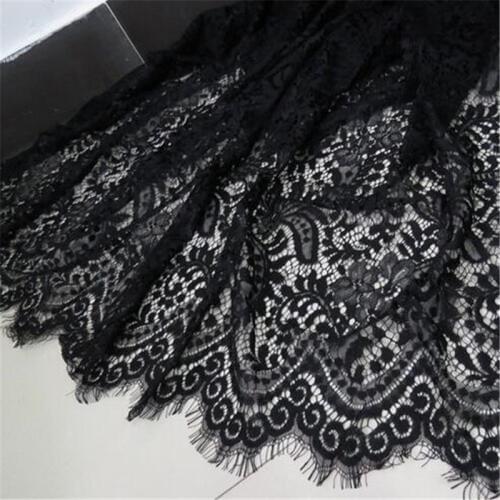 150cmX 3Meters Location eyelash lace wedding dress quality lace nylon lace fabrics knitted lace width black and white LW0046