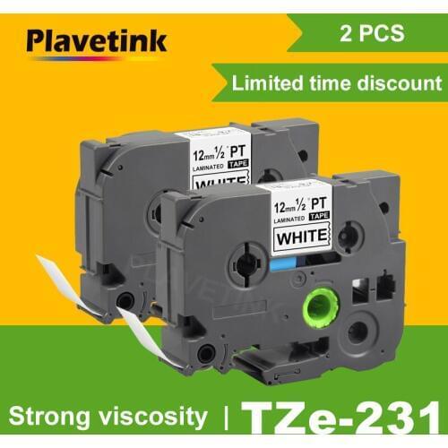 Plavetink 2 PCS Tze231 Label Tape Compatible for Brother P Touch printer Tze tapes Tze-231 tze 231 tz231 tze131 tze241 tze221
