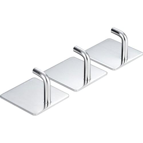 Stainless Steel Towel Hooks Bathroom Hook - Self Adhesive Hooks Office Hooks Hanging Keys for Kitchen Stick on Wall