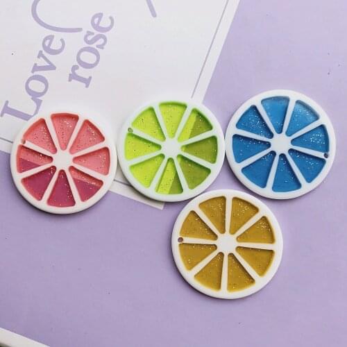 ZALEBABA 36*36mm mix10pcs Flat back resin lemon necklace charms very cute keychain pendant necklace pendant for DIY decoration