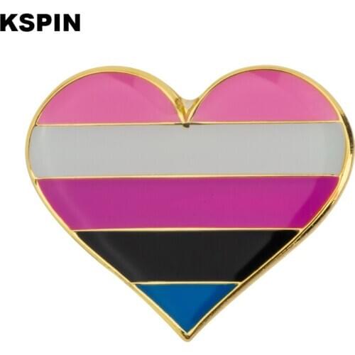 Gender Fluid heart shaped Badge Symbol Pin Metal Badges Decorative Brooch Pins for Clothes Brooch Jewelry XY0325-2