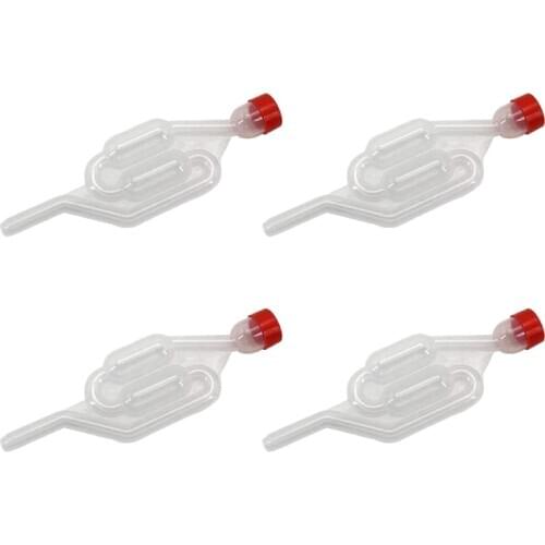 Practical 4 Pack S-Shape Airlock Twin Bubble Grommet One-Way Exhaust Seal Valve with Cork Beer Wine Making Tank Vent Valve