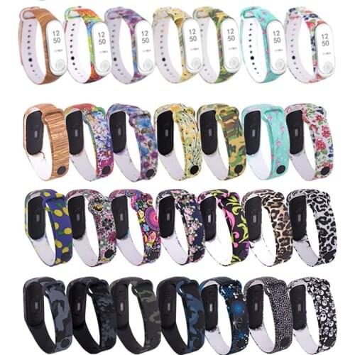 New For Mi band 3 4 5 Strap for xiaomi mi band 5 accessories pulsera inteligente silicone beauty flowers mi band 3 4 replacement
