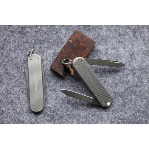 Hand Made Titanium Alloy DIY Handle Scales for 58 mm Victorinox Swiss Army 0.6123 Escort Knife(Scales Only, Knife Not Included)