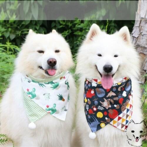 Dog Headscarf Scarf Dog Accessories Personality Strawberry Fruit Printing Cat Pattern CottonLattice Washable Dog Scarf