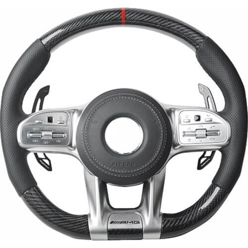 Cuatomized Real Carbon Fiber Sports Steering Wheel Alcantara Leather compatible for Mercedes-Benz AMG