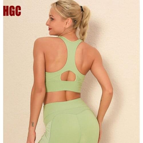 HGC Sports Bra Top Push Up Women Beauty Back Yoga Vest Padded Running Exercise Quick Drying Gym Workout Elastic Fitness Tank