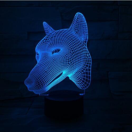 7 Color Dog Head USB Novelty Gifts 7 Colors Changing Led Night Lights 3D LED Desk Table Lamp as Home Decorat