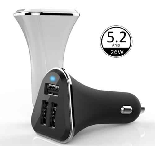 Universal 5V 5.2A 3 Port USB Car Charger Adapter for Samsung iPhone X 8 7 Huawei Mobile Phone Fast Charger