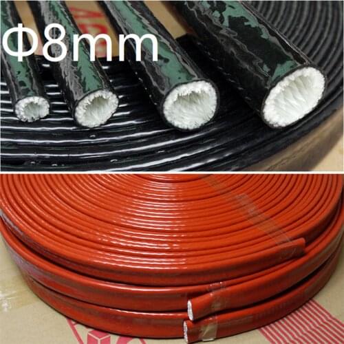 Thickening Fire Proof Tube ID 8mm Silicone Fiberglass Cable Sleeve High Temperature Oil Resistant Insulated Wire Protect Pipe