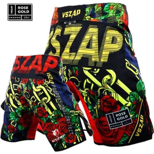 Vszap MMA Professional Sports Shorts Mens Gel Cage Fitness Outdoor Training Pants Muay Thai Shorts Breathable MMA Boxing Shorts