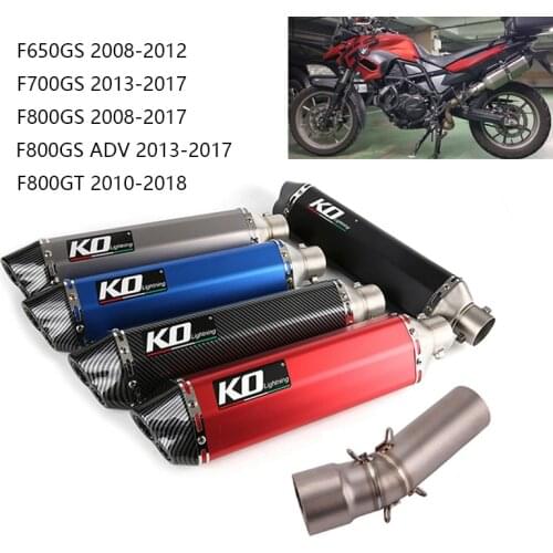 For BMW F800GS F650GS F700GS F800GT Exhaust Pipe Motorcycle Mid Link Tube Slip On 51mm Dual-outlet Muffler No DB Killer Aluminum