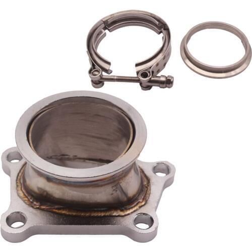 Stainless Steel 76mm 3' 5-Bolt Outlet V-Band Turbo Adapter Flange w/ Clamp