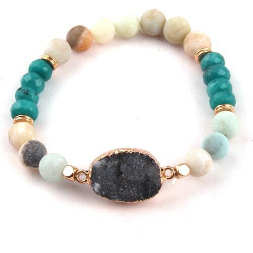 Fashion Jewelry Bracelets Beautiful 8mm Stone Druzy Charm Bracelet
