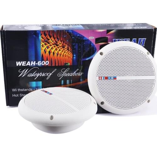2Pcs Waterproof 25W Full Range Marine Boat Ceiling Wall Speakers Lawn Garden Water Resistant Install Speaker 4ohm WEAH-600