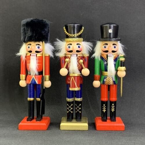 20cm Christmas King Nutcracker Drumming Soldier Puppets Beautifully Painted Nutcracker Children Christmas Gift Toy ht186