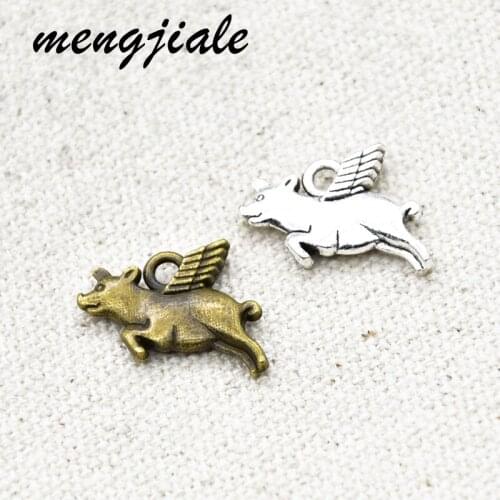 25pcs Hot Sell Alloy Metal Flying Pig Charms For DIY Handamde Jewelry Findings Accessories