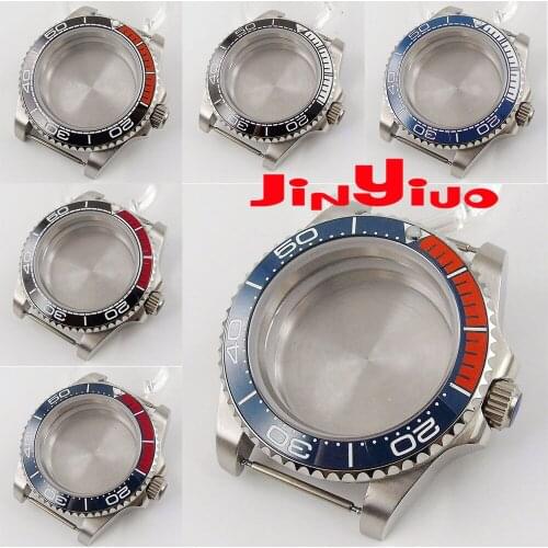 40mm Accessories Parts Sapphire Glass Ceramic Bezel Watch Case Fit 2836 Miyota 8215 NH35 Movement