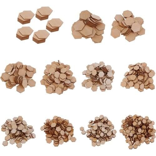50/100/200pcs Wooden Hexagon Shapes MDF Cutouts Blank Embellishments Craft for DIY Scrapbooking Card Making Decoration Ornaments