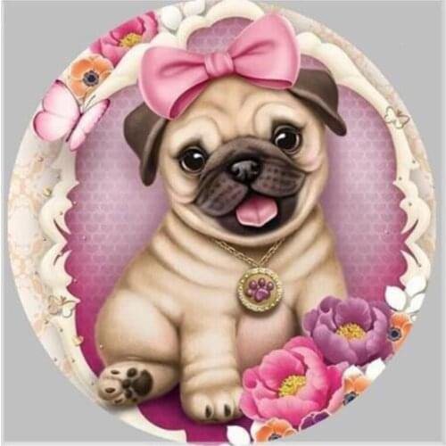 5D DIY Full Round/Square Diamond Painting Beautiful Pug 3D Embroidery Cross Stitch Rhinestone Mosaic Home Decor Gift Y1196