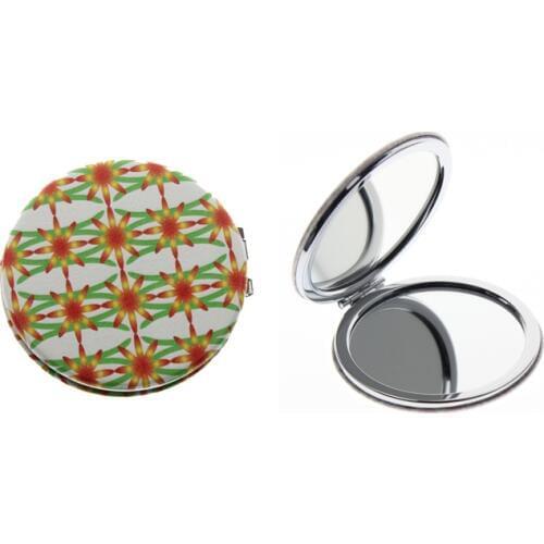 7cm Round Double Side Framed Portable Folding Vanity Makeup Cosmetic Compact Pocket Hand Mirror For Women Girl Child Kid Gift