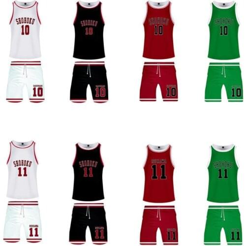 Anime SLAM DUNK Shohoku High School Cosplay Costume Sakuragi Hanamichi Kaede Rukawa Basketball Jersey and Shorts Two Piece Sets