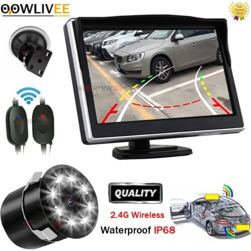 OOWLIVEE Wireless Car Parking Kit LCD Display With Camera Rear view camera Intelligent System LED Lights HD Camera Bumper Cutter