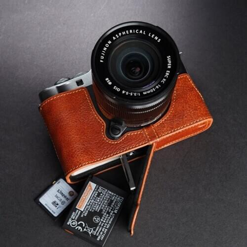 Handmade Genuine Leather Camera case Half Bag for Fujifilm XA7 FUJI X-A7