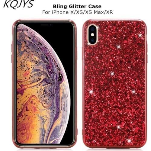 KQJYS Diamond Flash Full Protection Phone Case for iPhone 7 8 Plus Bank Cover Luxury Bling Glitter Phone for iPhone Xs XR Case