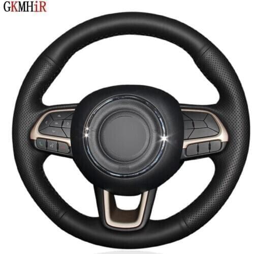 Black Genuine Leather Car Steering Wheel Cover For Jeep Compass 2017 2018 Renegade 2015-2018 Fiat Toro 2017-2019 Tipo 2015-2019