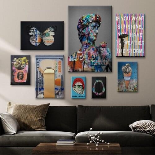 Graffiti art david canvas painting poster vintage abstract ice cream money print on the wall picture of living room home decorat