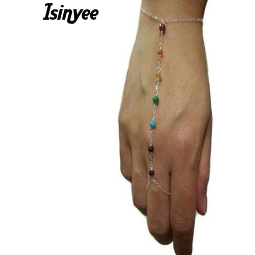 ISINYEE Fashion 7 Chakra Beads Bracelets For Women Girls Elegant Small Natural Stone Chain Bracelet Jewelry