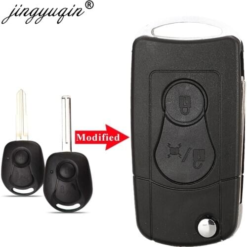 Jingyuqin For Ssangyong Remote Modify Folding Flip Key Fob Shell Case 2 Button For Actyon SUV Kyron Rexton Car Styling Upgrade