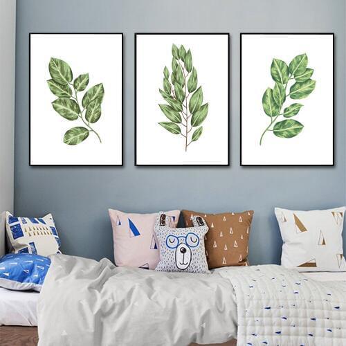 Unframed Canvas Print Painting Poster of Branches,Modern Wall Art Pictures of Watercolor Leaves for Home Decoration,Wall Decor