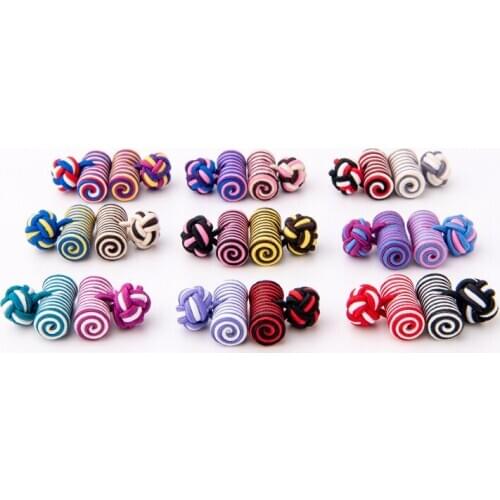 Classical Silk Knots Cylinder Cufflinks Mixed Color DIY Cuff Links Sewing Buttons For Shirt Birthday Gift Business