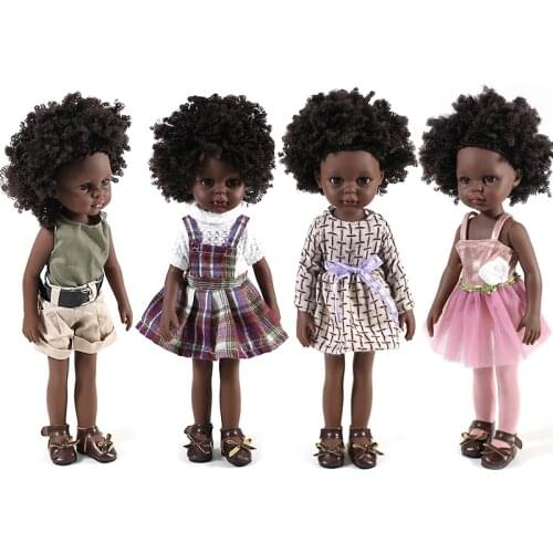 35cm Black Curly Hair Bebe Reborn Girl Doll Full Silicone American Africa Ethnic Reborn Doll With Fashion Clothes Gift For Child