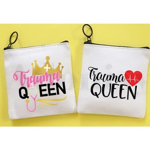 Nurse Queen Girl 90s Ullzang Harajuku Ture Hero Coin Purse Illustration Key Case Simple Small Cloth Bag New Creative Coin Purse