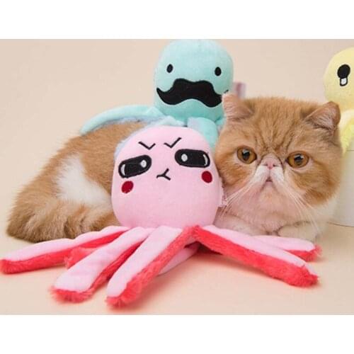 8 Legs Octopus Dog Toy Soft Stuffed Plush Dog Cat Squeaky Cartoon Octopus Puppy Pet Toy Squid Pet Supplies