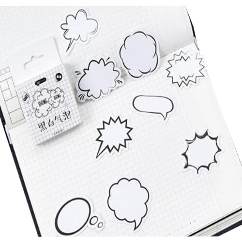 45pcs/pack Black And White Bubbles Series Paper Decorative Scrapbook Sticky Adhesive Sticky Label DIY For Notebook