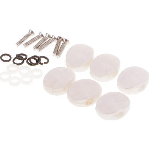 New 6 Pieces Pearl-white Color Plastic Acoustic Guitar Tuner Tuning Key Button Cap Machine Heads