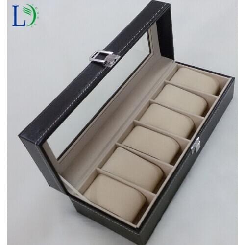 Window Organizer Box for Save 6 Wrist Watches Fashion Watch Jewelry Display Collection Storage Case Watch Organizer Box Holder