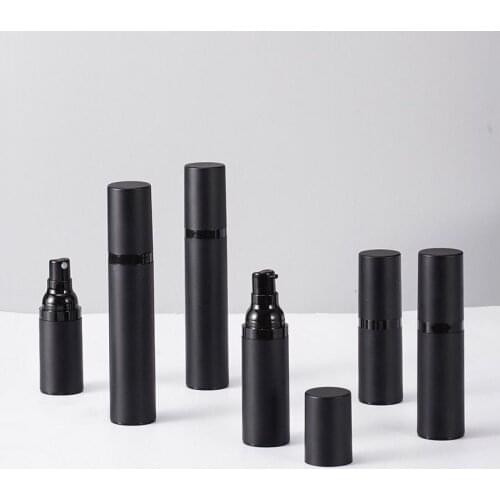 300pcs 15ml 30ml 50ml Frosted Black Airless Pump Bottle Plastic Spray Cosmetic Dispenser for Liquid Foundation Vacuum 1oz
