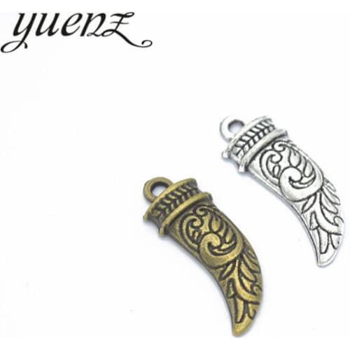 YuenZ 20pcs Ox Horn Charms Antique Silver color Pendant fit Making Bracelets Jewelry Findings DIY Accessories 28*10mm D958
