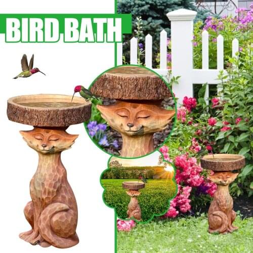 Resin fox Birdbath Polyresin Garden Bird Bath feeder For Home Garden Yard Garden Decoration Outdoor Yard Decor Fountains